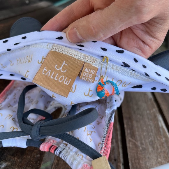 Tallow Polyphonic Halter Bikini Top & Bottom Set in Polka Mix NWT Sz 6 - Picture 10 of 16